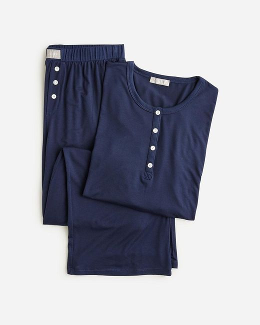 J.Crew Dreamiest Long Sleeve Henley Pajama Set in Blue Lyst