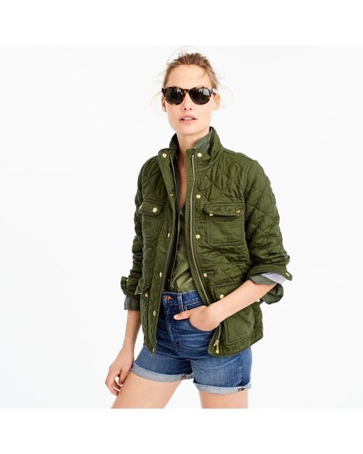J.Crew Green Tall Quilted Downtown Field Jacket