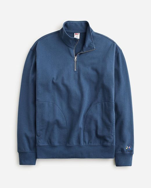 J.Crew Blue Relaxed-Fit Lightweight French Terry Quarter-Zip Sweatshirt for men
