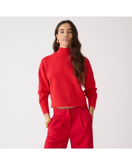 J.Crew Ribbed Turtleneck Sweater In Stretch Yarn in Red | Lyst