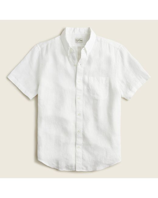 J.Crew Short-sleeve Baird Mcnutt Irish Linen Shirt in White for Men - Lyst