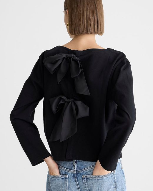 J.Crew Black Boatneck T-Shirt With Bows