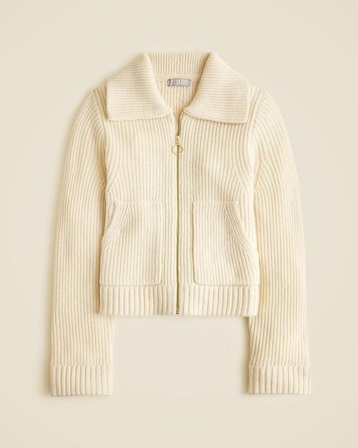 J.Crew Natural Collared Full-Zip Sweater