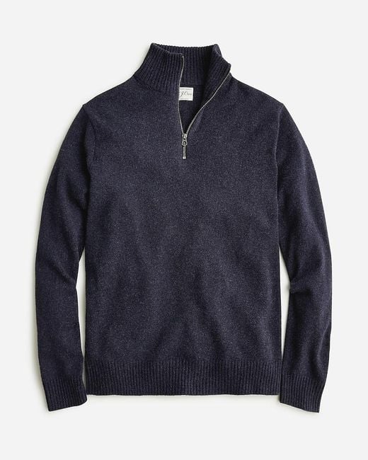 J.Crew Blue Marled Rugged Merino Wool-Blend Half-Zip Sweater for men