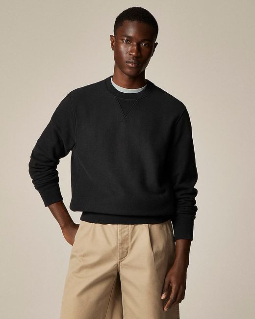J.Crew Black Heritage 14 Oz. Fleece Embroidered Oarsman Graphic Sweatshirt for men