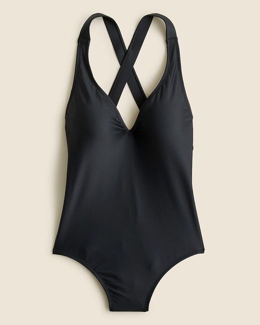 J.Crew Black High-Support Cross-Back One-Piece