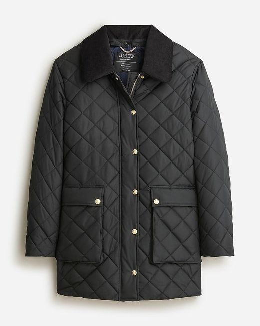 J.Crew Black Heritage Quilted Barn Jacket With Primaloft