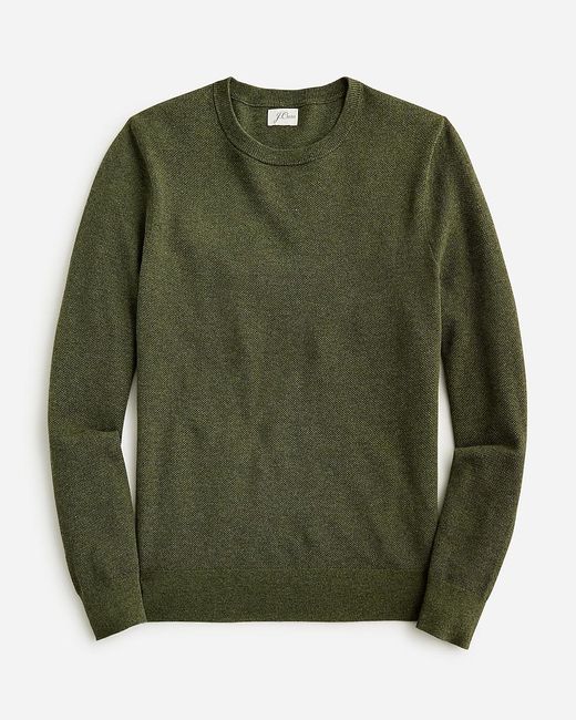 J.Crew Green Cotton Piqué-Stitch Crewneck Sweater for men