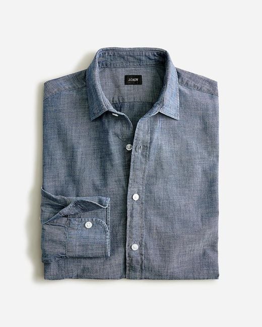 J.Crew Blue Slim Bowery Chambray Shirt With Spread Collar for men