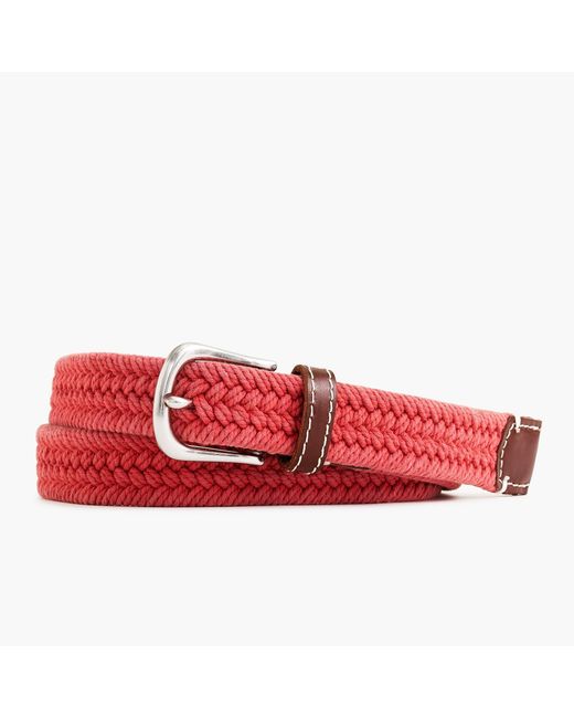 J.Crew Red Braided Cotton Leather Belt for men