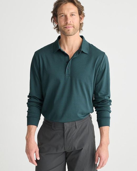 J.Crew Green Slim Long-Sleeve Performance Polo Shirt With Coolmax Technology for men