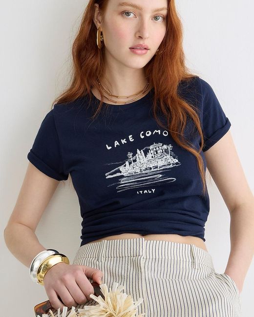 J.Crew Blue Classic-Fit Lake Como Graphic T-Shirt
