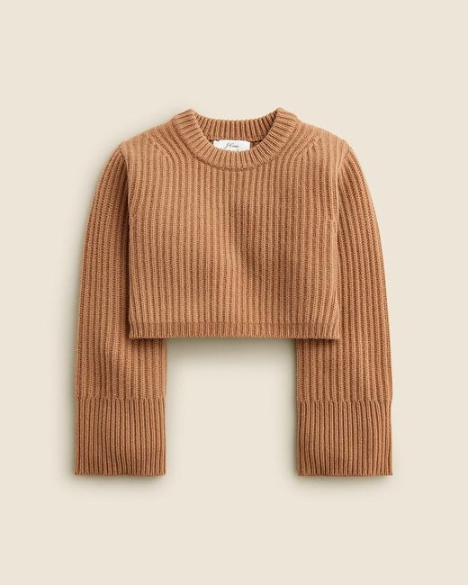 J.Crew Natural Spring Street Cropped Ribbed Cashmere Crewneck Sweater