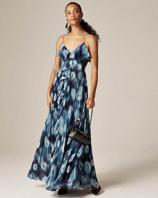 J.Crew Blue Collection Chiffon Ruffle Dress