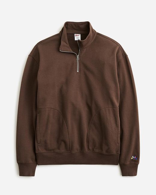 J.Crew Brown Relaxed-Fit Lightweight French Terry Quarter-Zip Sweatshirt for men