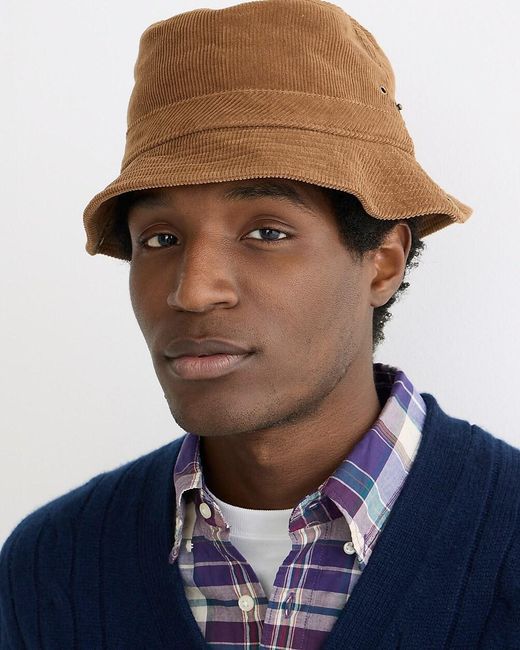 J.Crew Blue Garment-Dyed Corduroy Bucket Hat With Snaps for men