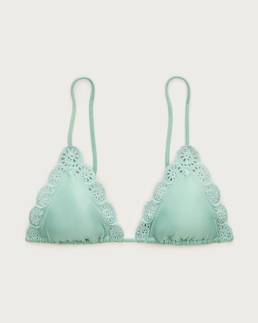J.Crew Green Perfect Eyelet String Bikini Top