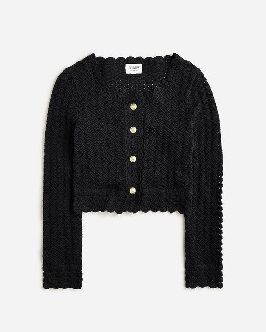J.Crew Black Crochet Cropped Cardigan Sweater