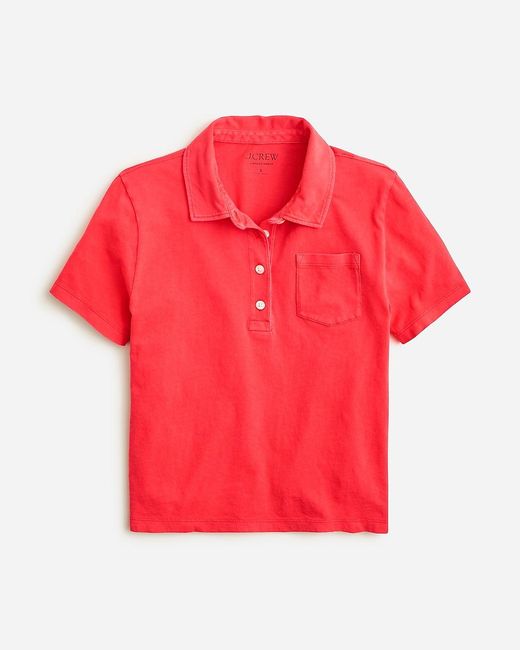 J.Crew Red Vintage Jersey Shrunken Polo T-Shirt