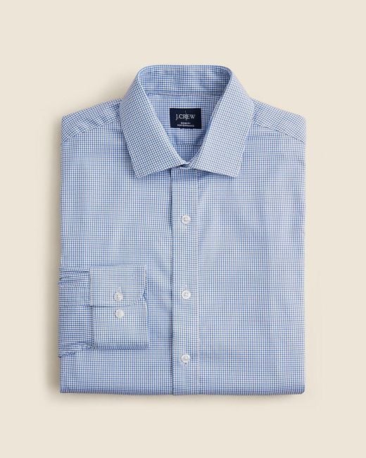 J.Crew Blue Tall Bowery Performance Stretch Dress Shirt With Spread Collar for men