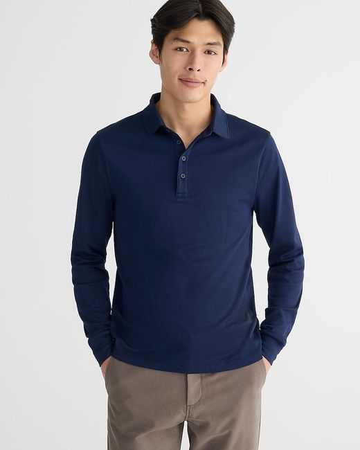 J.Crew Blue Tall Long-Sleeve Performance Polo Shirt With Coolmax Technology for men