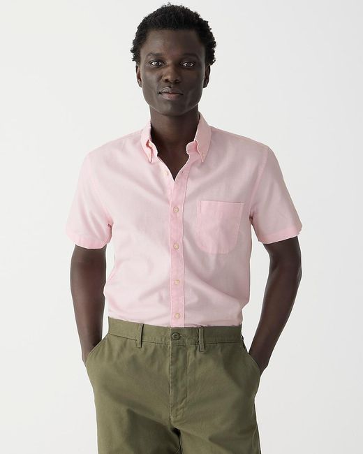 J.Crew Pink Tall Short-Sleeve Broken-In Organic Cotton Oxford Shirt for men