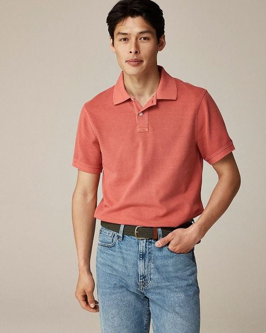 J.Crew Red Tall Washed Piqué Polo Shirt for men
