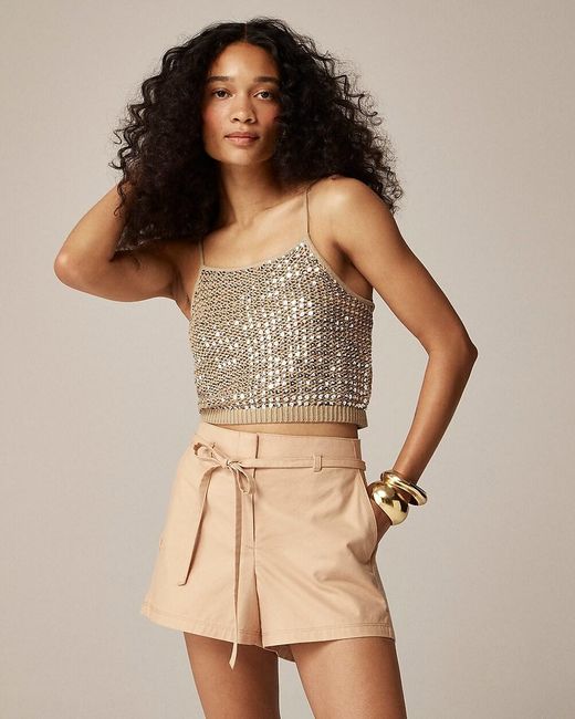 J.Crew Natural Collection Tie-Back Pointelle Tank Top With Sequins