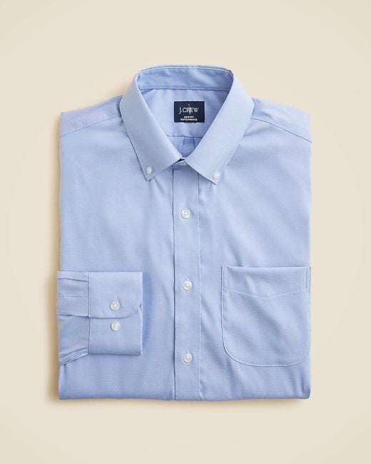 J.Crew Blue Bowery Performance Stretch Oxford Shirt With Button-Down Collar for men