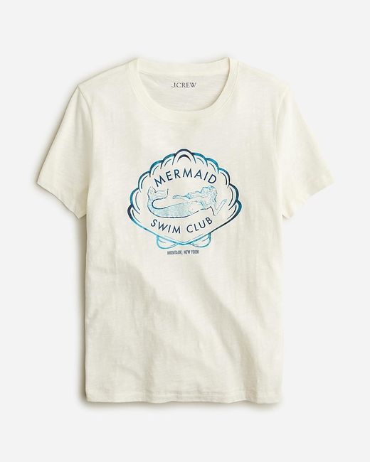 J.Crew Multicolor Classic-Fit "Mermaid Swim Club" Graphic T-Shirt