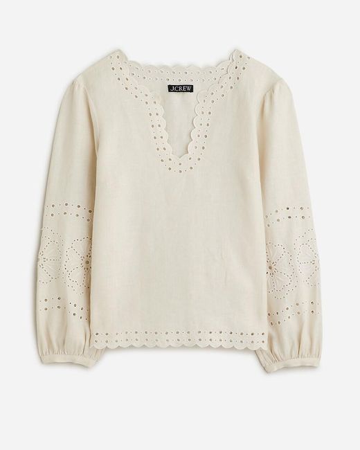 J.Crew White Bungalow Embroidered Top