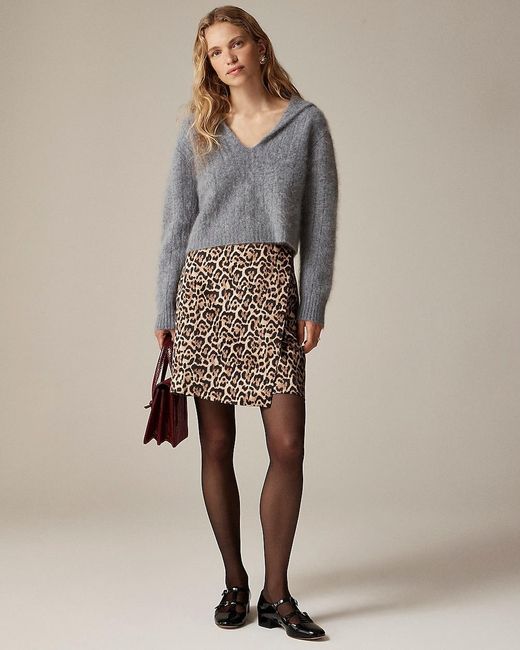 J.Crew Natural Leopard-Print Wrap Skirt