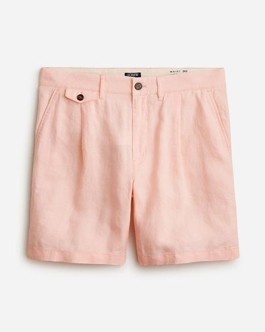 J.Crew Pink 7.5'' Pleated Linen Short for men