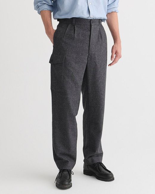 J.Crew Gray Wool-Blend Pleated Cargo Pant for men