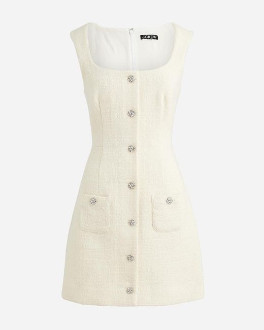 J.Crew Natural Sophia Sleeveless Dress With Jewel Buttons