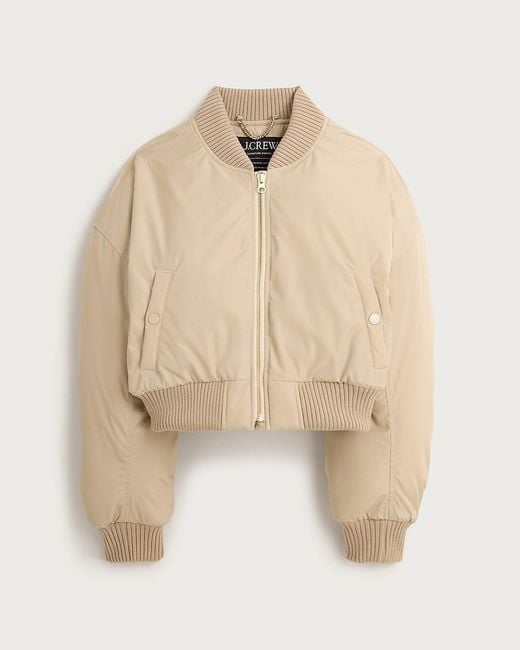J.Crew Natural Puffer Bomber Jacket With Primaloft