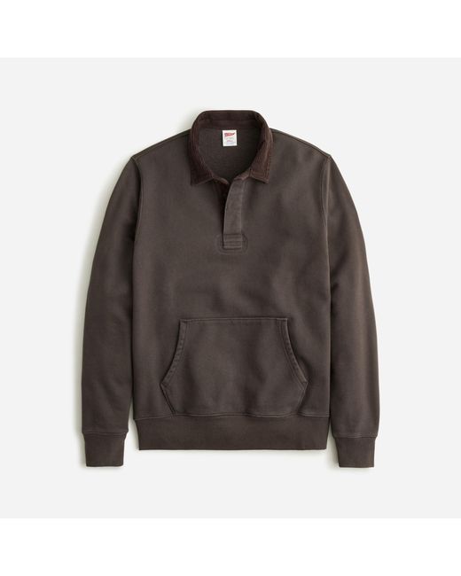 J.Crew Brown Heritage 14 Oz. Fleece Rugby Pullover With Corduroy Collar for men