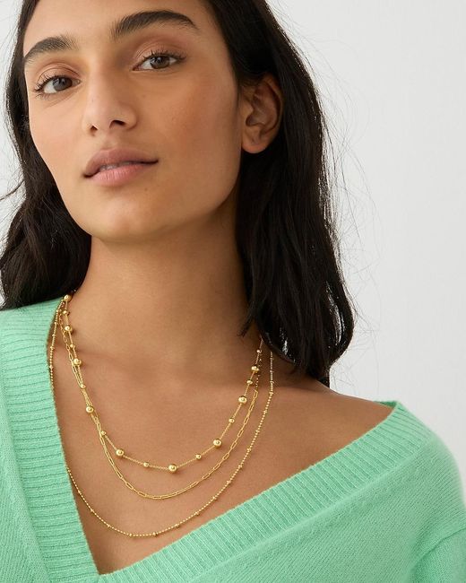 J.Crew Green Dainty-Plated Layered Necklace