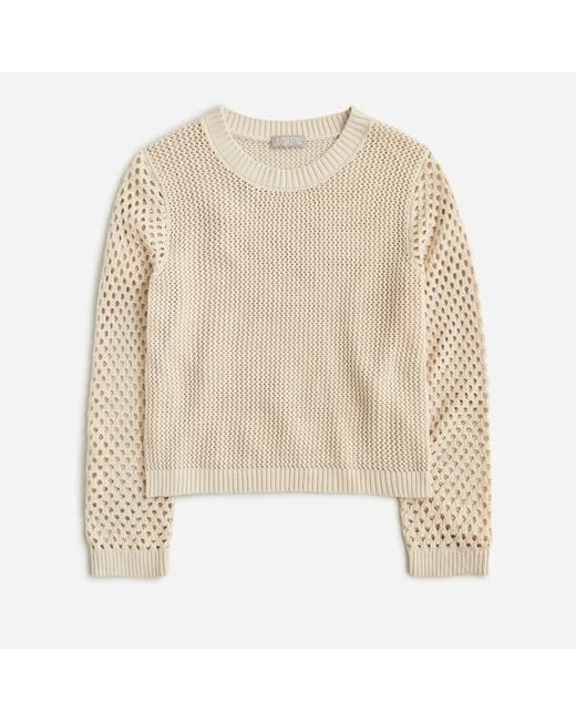 J.Crew Natural Crochet Crewneck Beach Sweater