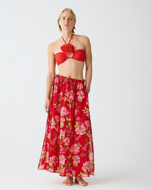 J.Crew Red Cotton Voile Maxi Skirt