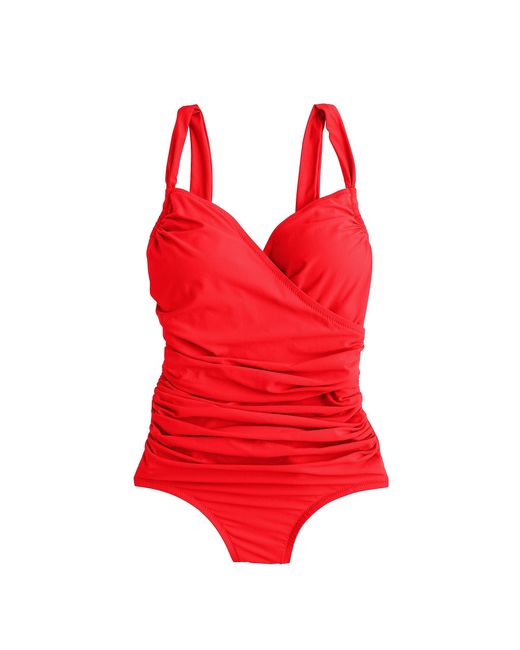 J.Crew Red Ruched Wrap One-piece Swimsuit