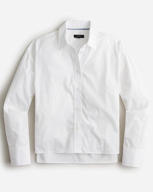 J.Crew White Relaxed-Fit Cropped Cotton Poplin Shirt