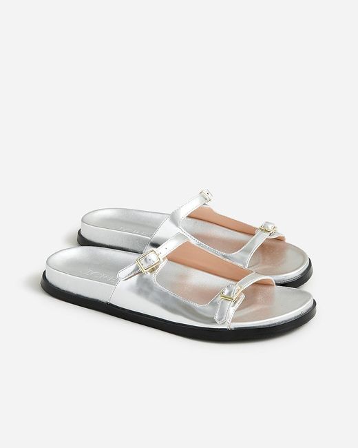 J.Crew White Colbie Buckle Sandals In Snake-embossed Leather
