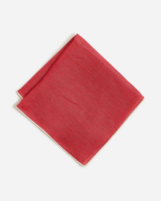 J.Crew Red Italian Linen Pocket Square for men