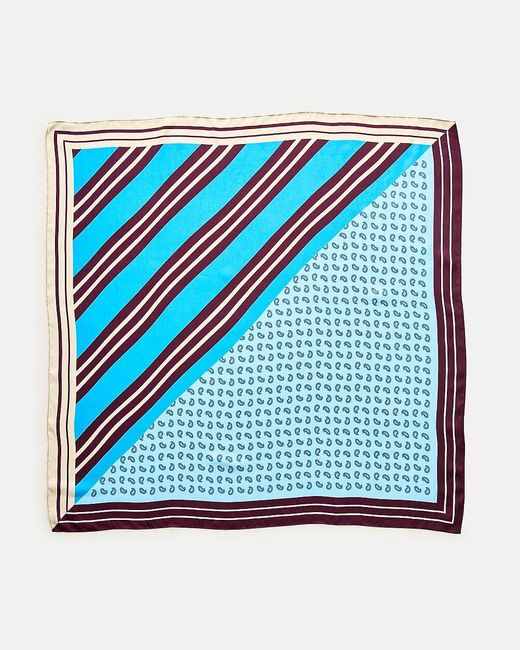 J.Crew Blue Printed Silk Scarf