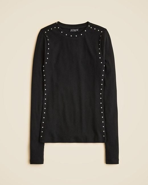 J.Crew Black Perfect Rib Long-Sleeve T-Shirt With Studs