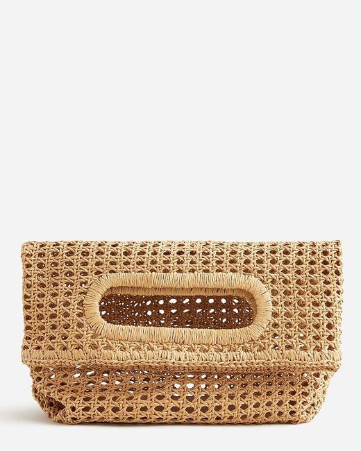 J.Crew Natural Open-Weave Foldover Clutch