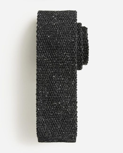 J.Crew Black Wool-Silk Blend Melange Knit Tie for men