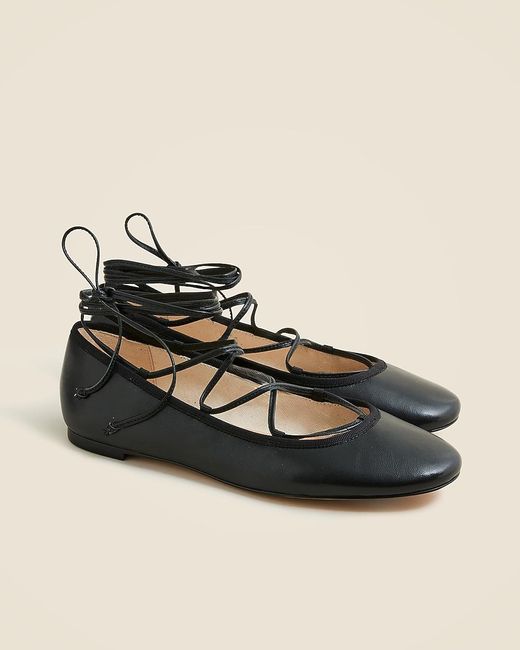 J.Crew Black Andi Lace-Up Ballet Flats
