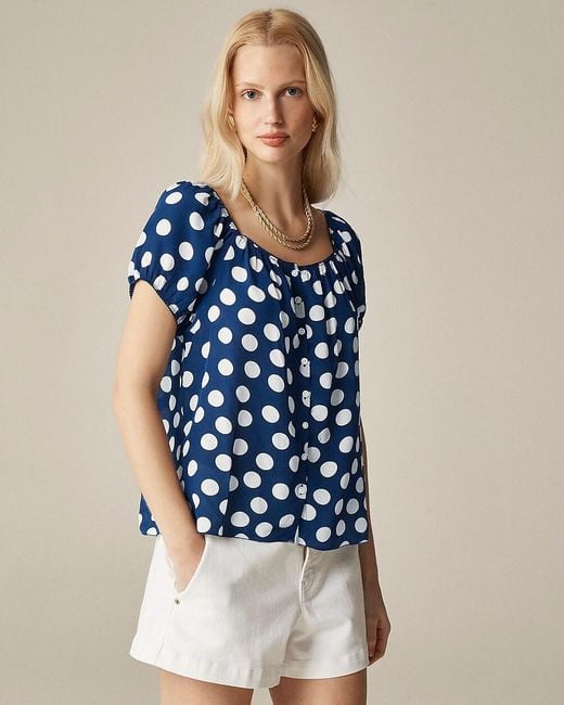 J.Crew Blue Cap-Sleeve Top